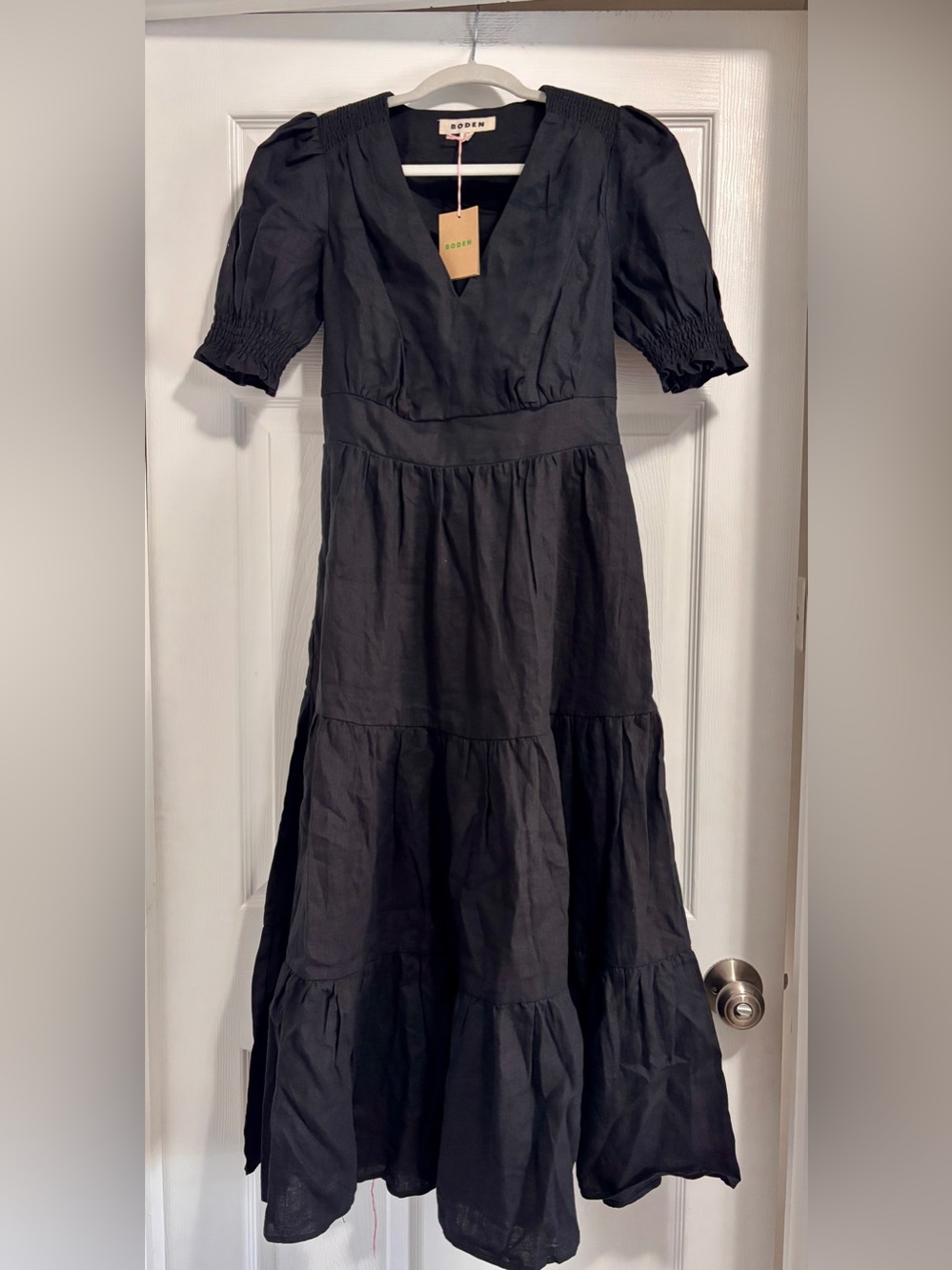 Boden Anna Linen Tiered Midi Dress- NWT Sz 6P - Picture 4 of 5